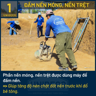 Quy trình đầm nền móng chuyên nghiệp của Unideco, đảm bảo nền đất chắc chắn