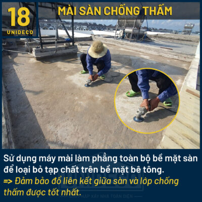 Mài sàn bê tông đạt chuẩn tại Unideco, tạo mặt phẳng hoàn hảo