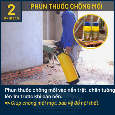 Thi công phun thuốc chống mối triệt để tại công trình Unideco, bảo vệ nội thất
