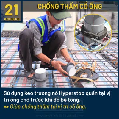 Chống thấm cổ ống triệt để của Unideco, ngăn rò rỉ nước