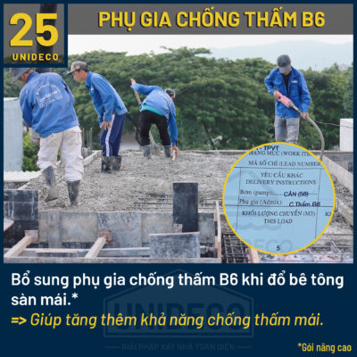 Sử dụng phụ gia B6 trong bê tông tại Unideco, nâng cao chất lượng bê tông