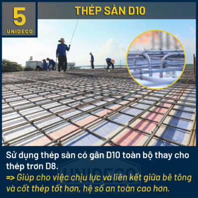 Thi công thép sàn D10 chất lượng cao tại Unideco, tăng khả năng chịu lực