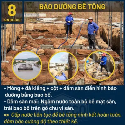 Quy trình bảo dưỡng bê tông nghiêm ngặt của Unideco, tăng cường độ cứng