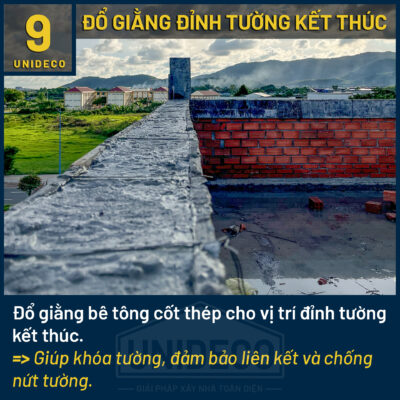 Thi công giằng đỉnh tường kết thúc của Unideco, chống nứt tường