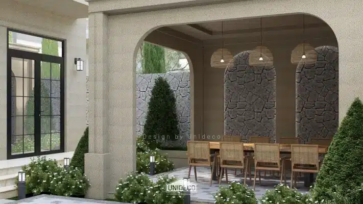 Không gian sân vườn biệt thự 2 tầng bà rịa