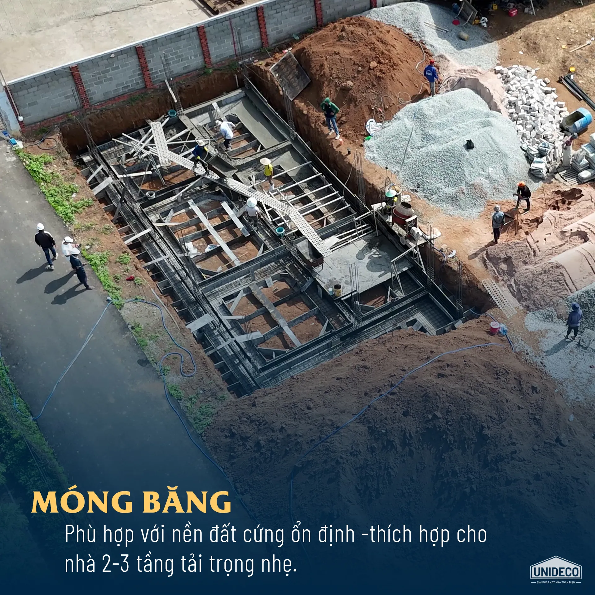 Móng băng phù hợp cho những khu vực có nền đất đồi cao.